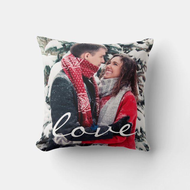 Love writing custom photo modern elegant stylish throw pillow (Front)