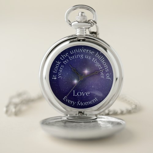 Love Written in the Stars Custom Sentimental Words Pocket Watch