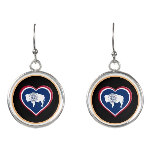 Love Wyoming  Wyoming Flag fashion Heart sports Earrings