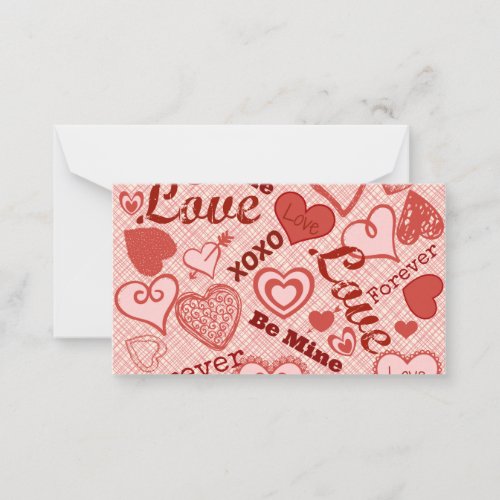 Love XOXO Be Mine Forever Hearts Valentines Day Note Card