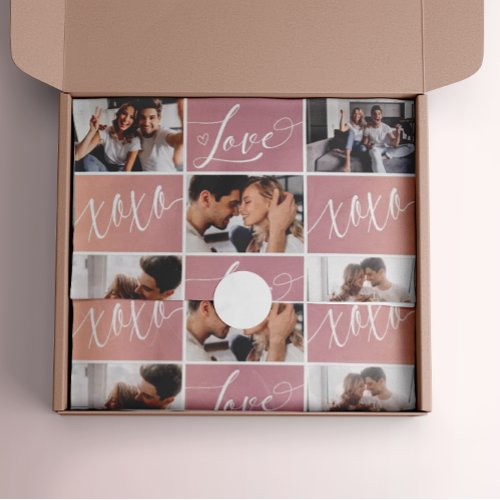 Love XOXO Valentines Photo Collage Tissue Paper