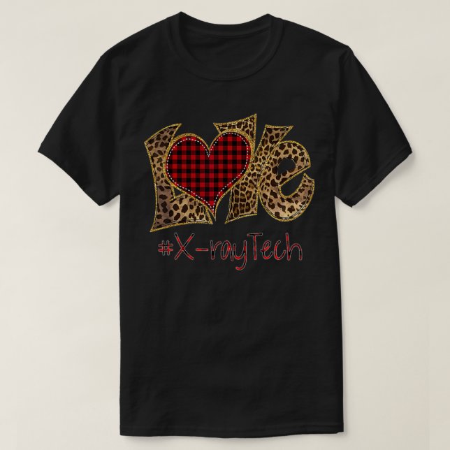 Love Xray Tech Leopard Mied Flannel Valentine's Da T-Shirt (Design Front)