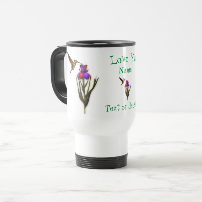 Love Ya Hummingbird Iris Personalized   Travel Mug (Front Left)