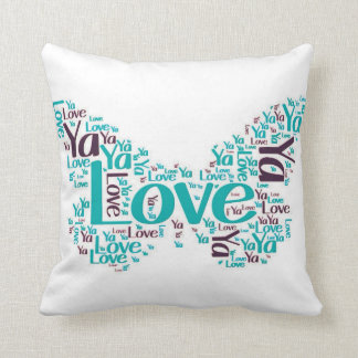 "Love Ya" message on a blue butterfly Throw Pillow