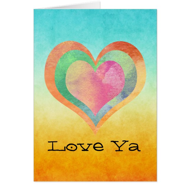 Love Ya Watercolor Hearts Cards (Front)