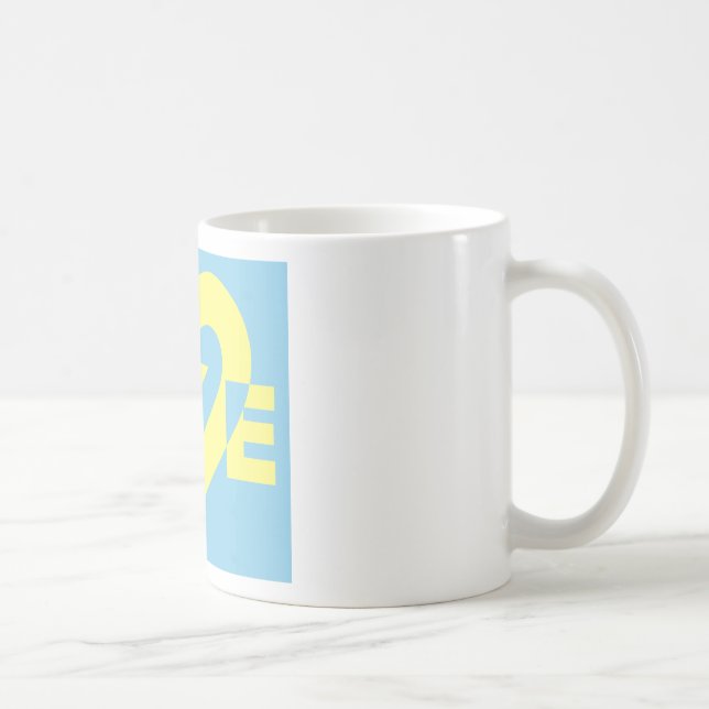 Love Yellow on Blue Coffee Mug (Right)