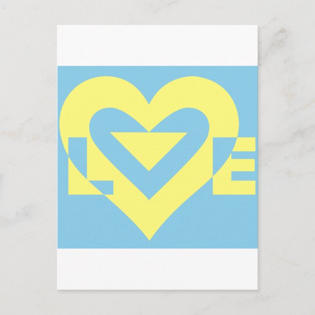 Love Yellow on Blue Postcard (Front)