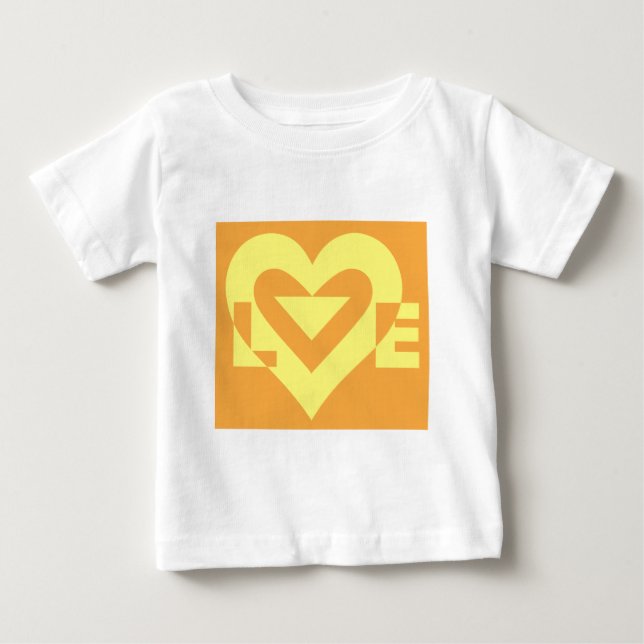 Love Yellow on Orange Baby T-Shirt (Front)