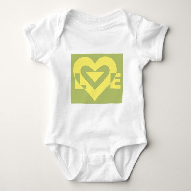 Love Yellow on Sage Green Baby Bodysuit (Front)