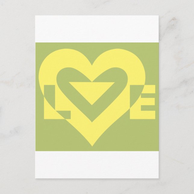 Love Yellow on Sage Green Postcard (Front)