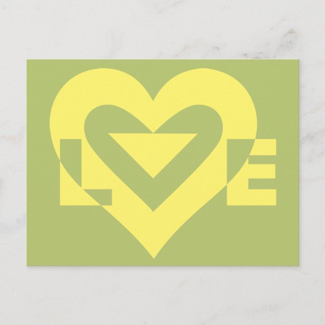 Love Yellow on Sage Green Postcard (Front)