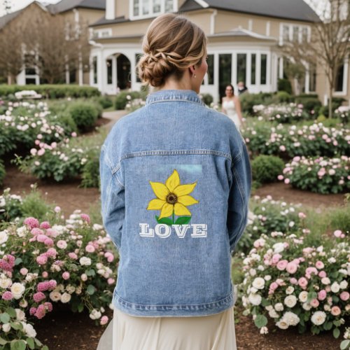 Love Yellow Sunflower Blue Sky Denim Jacket