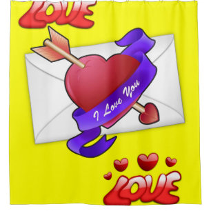 love yellow valentines day showercurtain shower curtain