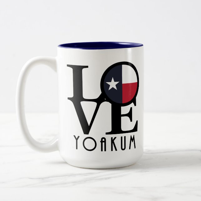 LOVE Yoakum Texas 15oz Two-Tone Coffee Mug (Left)