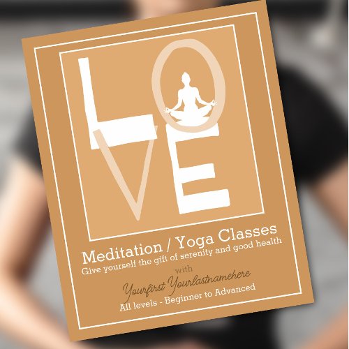 LOVE YOGA Class Meditation Health Therapy 2 Flyer