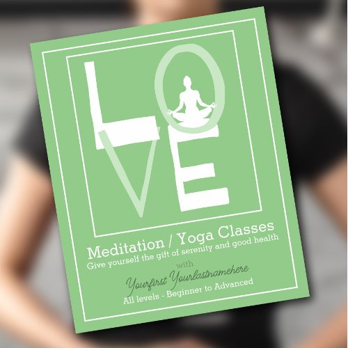 LOVE YOGA Class Meditation Holistic Therapy Flyer