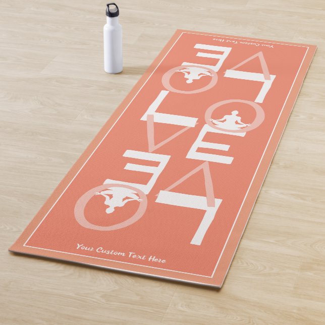 LOVE Yoga Personalized Peach Teal 2 SIDED Yoga Mat (In Situ)