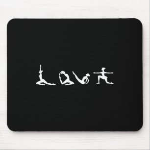 Love Yoga Typography Cute Meditation Pose Yoga Lov Mouse Pad