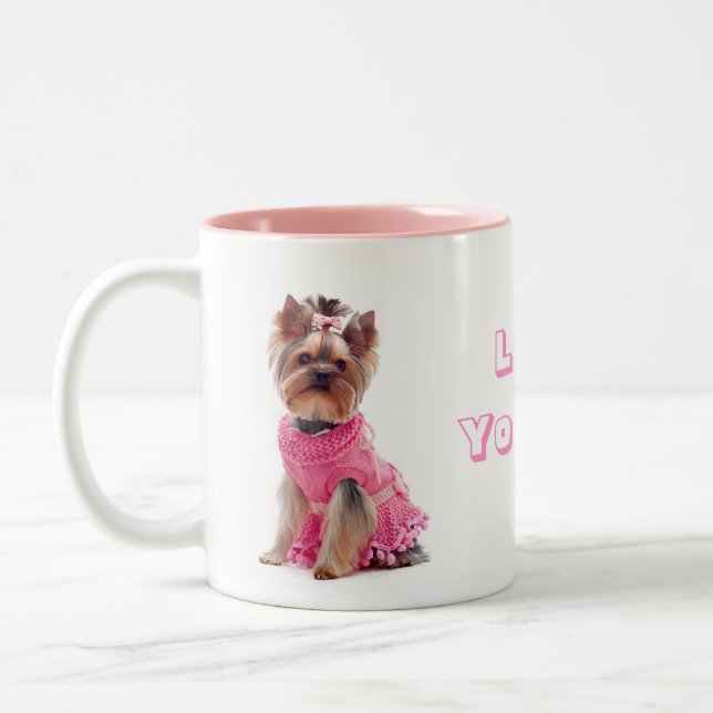Love Yorkie Yorkshire Terrier Puppy Dog Coffee Mug (Left)