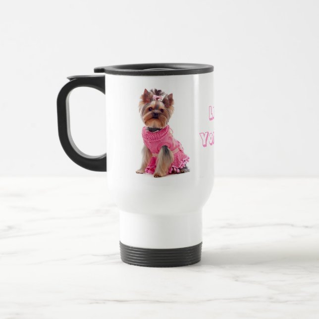 Love Yorkie Yorkshire Terrier Puppy Dog Travel Mug (Left)