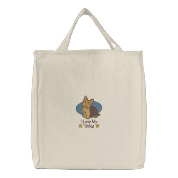 Love Yorkshire Terrier Embroidered Tote Bag by Diva_Pets at Zazzle