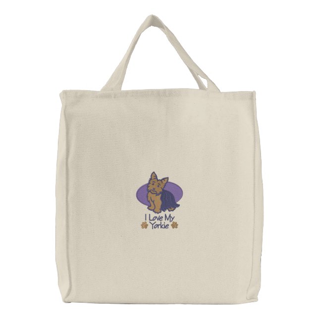 Love Yorkshire Terrier Embroidered Tote Bag (Front)