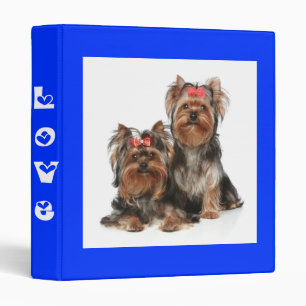 Love Yorkshire Terrier Puppy Dog Blue Binder