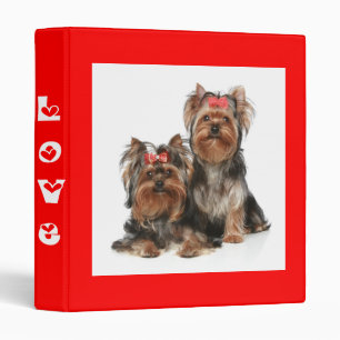 Love Yorkshire Terrier Puppy Dog Red Binder