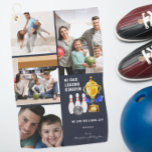 Love You A Bowl Lot Dad | Bowling Ball Towel<br><div class="desc">Featuring a charming watercolor trophy and bowling pins. Add four of your own photos as well. The perfect birthday, or father's day gift for any man who loves bowling! Easily personalize this design with your own text (add a name or monogram). Convenient bowling ball towel with grommet ring clip. These...</div>