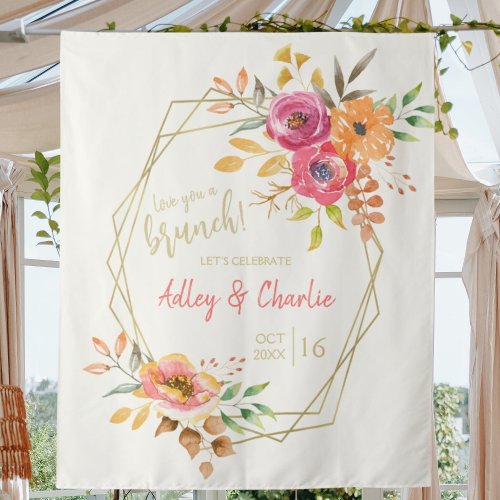 Love You a Brunch Fall Floral Wedding Shower Tapestry