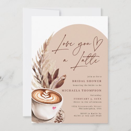 Love you a Latte Coffee Bridal Shower Invitation