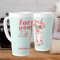 Love You A Latte Cute Retro Sweet Treats Latte Mug at Zazzle