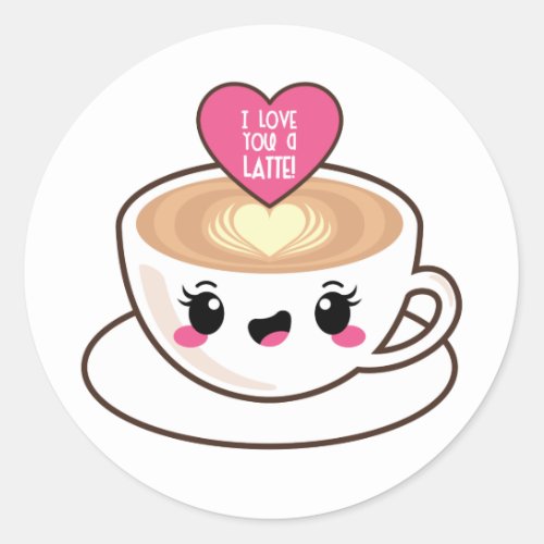 Love You A Latte EMoji Classic Round Sticker