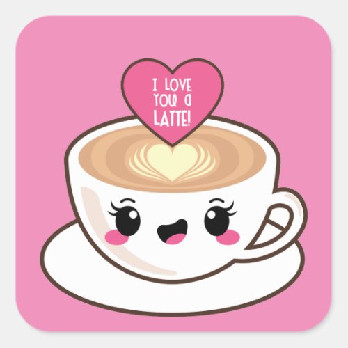 Love You A Latte EMoji Square Sticker