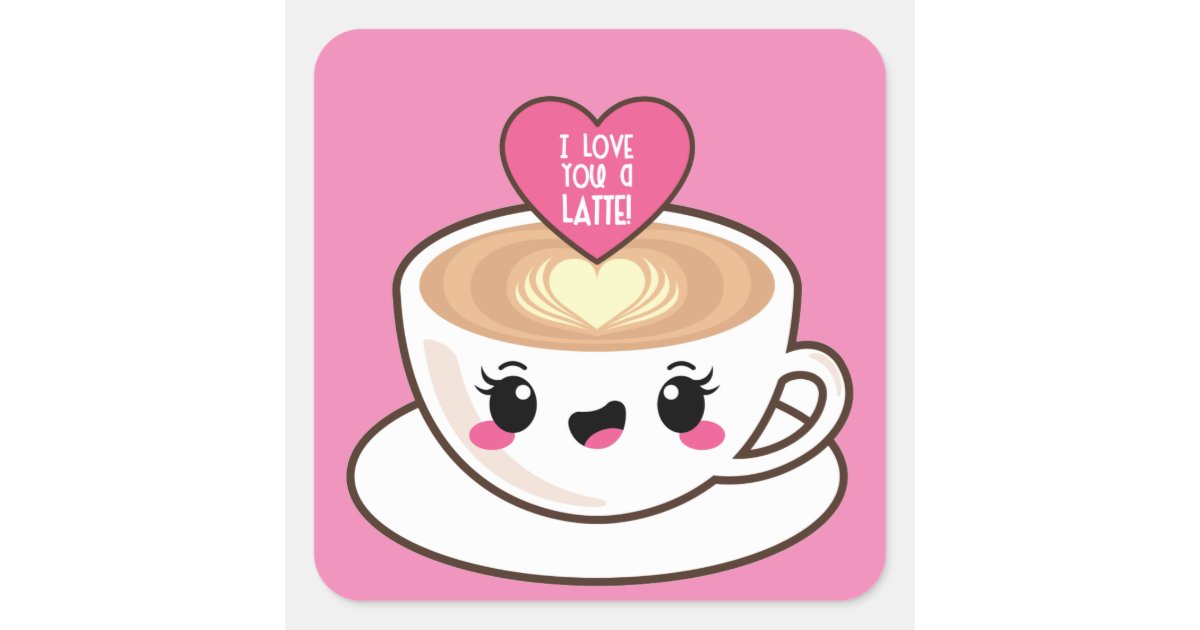 Love You A Latte Emoji Square Sticker Zazzle Com