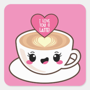 Love You A Latte EMoji Square Sticker