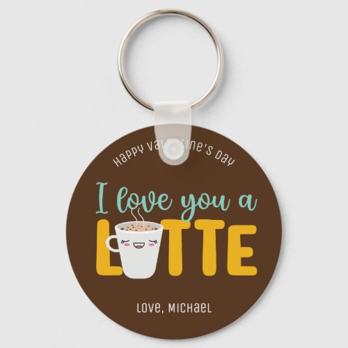 Love You A Latte Funny Coffee Cute Valentines Day Keychain