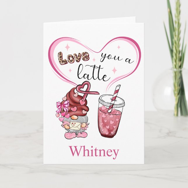 Love You a Latte Funny Coffee Valentines Day  Holiday Card (Front)