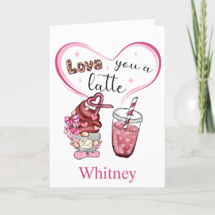 Love You a Latte Funny Coffee Valentines Day Holiday Card
