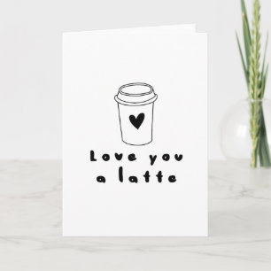love you a latte letterpress thank you card