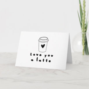 love you a latte letterpress thank you card