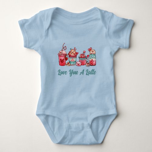 Love You A Latte Ming On Blue Baby Bodysuit
