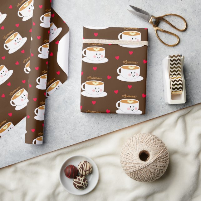 Love You A Latte Personalized Wrapping Paper (Crafts)