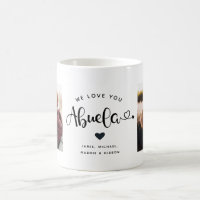 Love you Abuela Hearts Custom Two Photo Coffee Mug