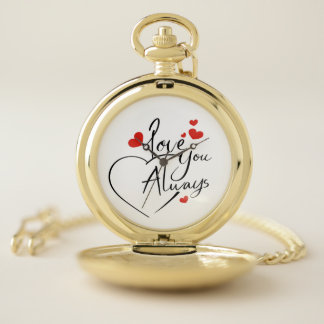 Love you always black and red pocket watch