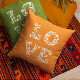 "LOVE You, Always, Forever" Bright Orange Love Throw Pillow