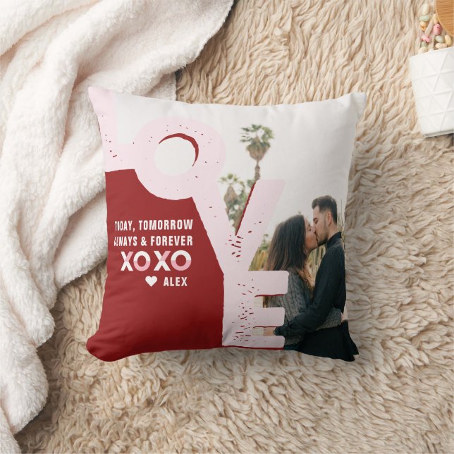 Love You Always & Forever | Couple's Photo   Throw Pillow (Blanket)