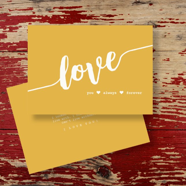 "Love You Always Forever" Mustard Hand Script Card (Creator Uploaded)
