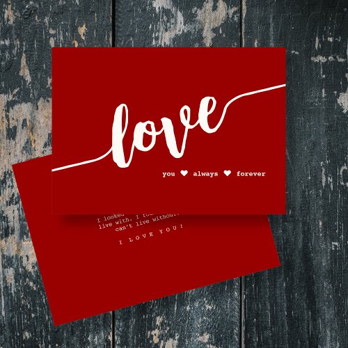 Love You Always Forever Red Script Card