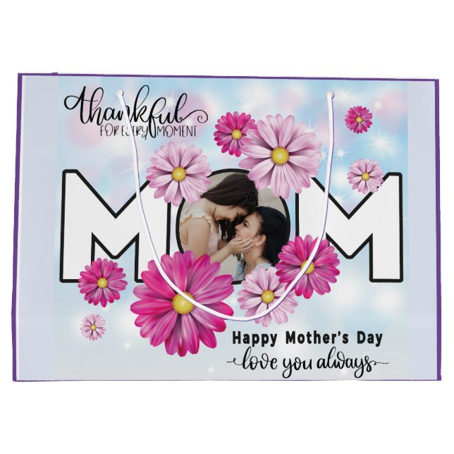  Love You Always Mom Custom Mothers Day Photo Large Gift Bag (Back)